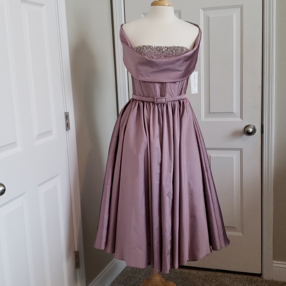 New Catherine Regehr Mauve Off the Shoulder Dress